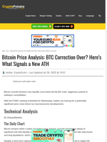 Bitcoin Price Analysis: BTC Correction Over? Here’s What Signals a New ATH
