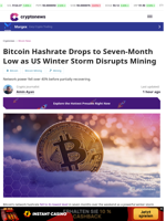 Bitcoin Hashrate Drops to Seven-Month Low as US Winter Storm Disrupts Mining