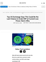 Top US Exchange Says This Could Be the Last Chance to Grab XRP at Current Low Prices: Here’s Why