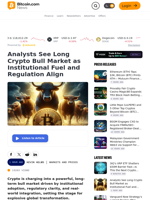 Analysts See Long Crypto Bull Market as Institutional Fuel and Regulation Align – Markets and Prices Bitcoin News