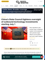 China's State Council tightens oversight of outbound technology investments starting July 1
