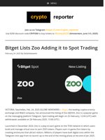 Bitget Lists Zoo Adding it to Spot Trading