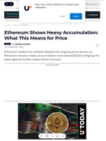 Ethereum Shows Heavy Accumulation: What This Means for Price - U.Today