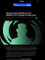 Richard Heart allegedly funnels $500M in ETH through Tornado Cash