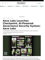 Aave Labs Launches Checkpoint, AI-Powered Governance Security System: Aave Labs - 
