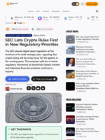 SEC Lists Crypto Rules First in New Regulatory Priorities