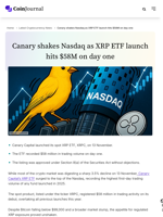 Canary shakes Nasdaq as XRP ETF launch hits $58M on day one - CoinJournal