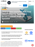 Chorus One Launches TON Pool Dapp Following Successful Smart Contract Audit By Spearbit | Live Bitcoin News