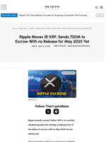 Ripple Moves 1B XRP, Sends 700M to Escrow With no Release for May 2025 Yet