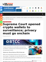 Supreme Court opened crypto wallets to surveillance; privacy must go onchain - The Crypto News Wire